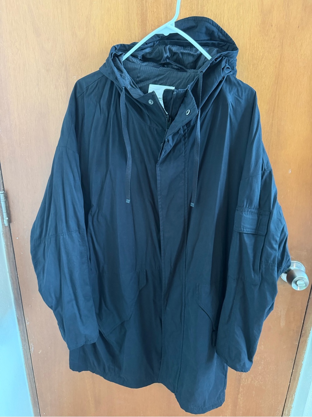 Mango Black Hooded Oversized Raincoat
